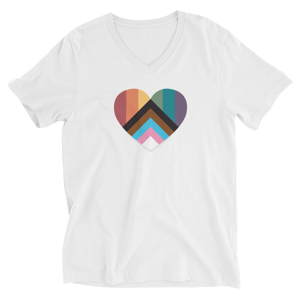 Progressive Pride Heart Unisex V-Neck