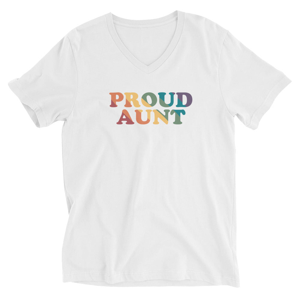 Camiseta unisex con cuello en V de la orgullosa tía